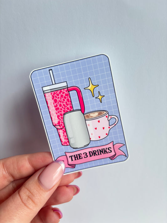 The 3 Drinks Tarot Card Sticker