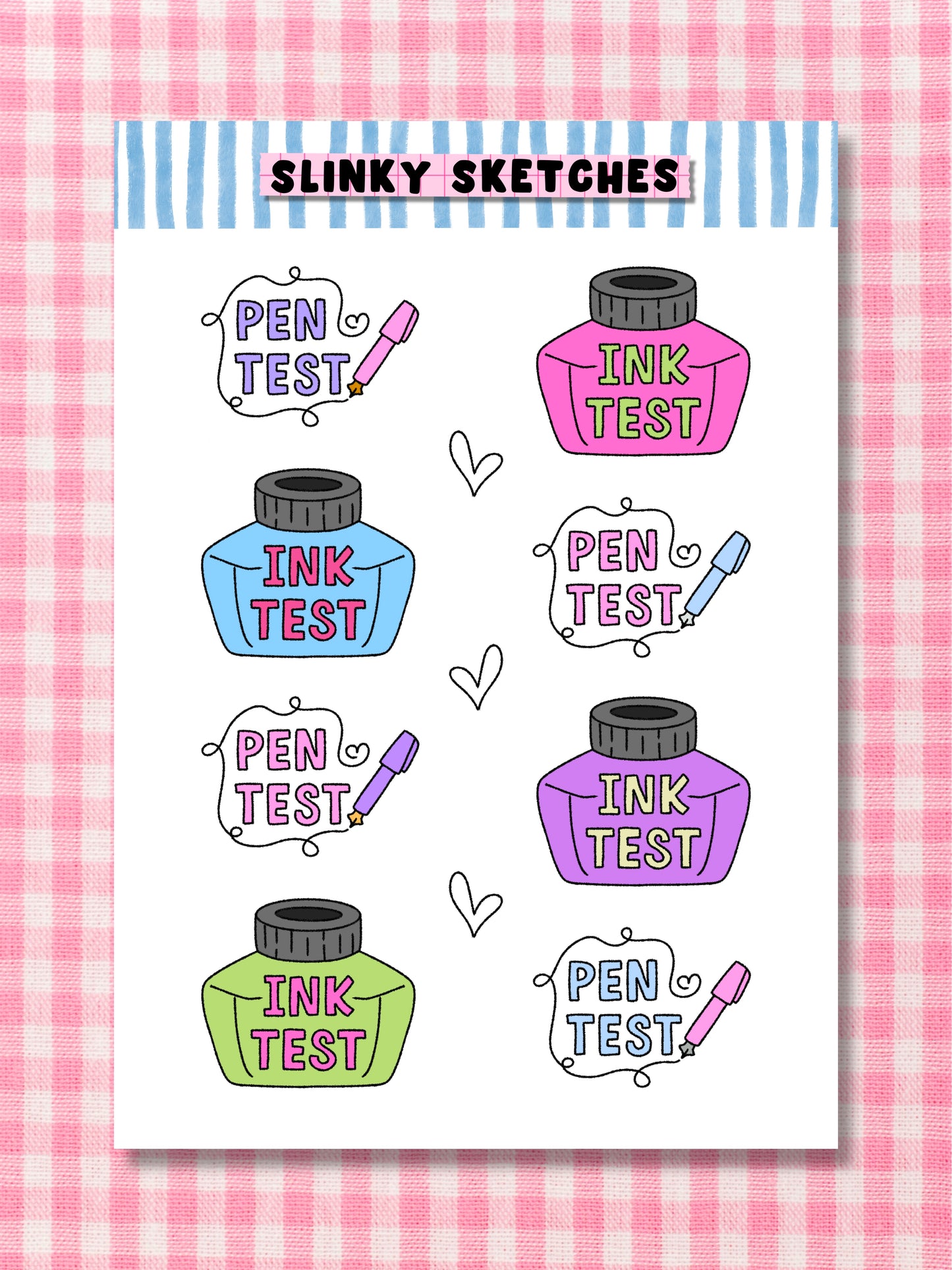 Pen & Ink Test A6 Sticker Sheet