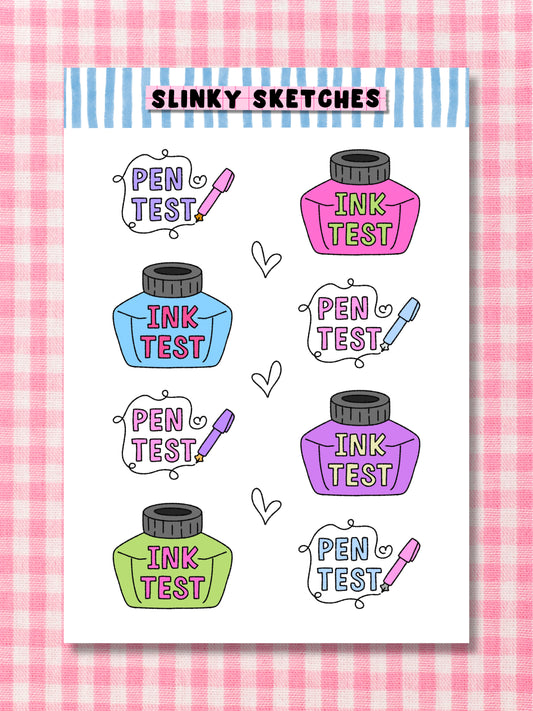 Pen & Ink Test A6 Sticker Sheet