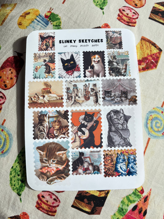Cat Stamp Sticker Sheet