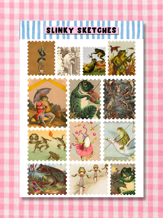 Frog Stamps A6 Sticker Sheet