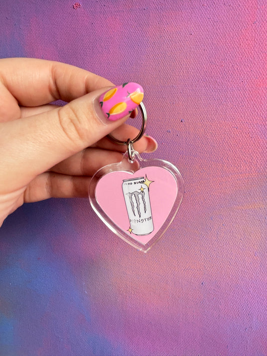 White Monny HEART Keyring