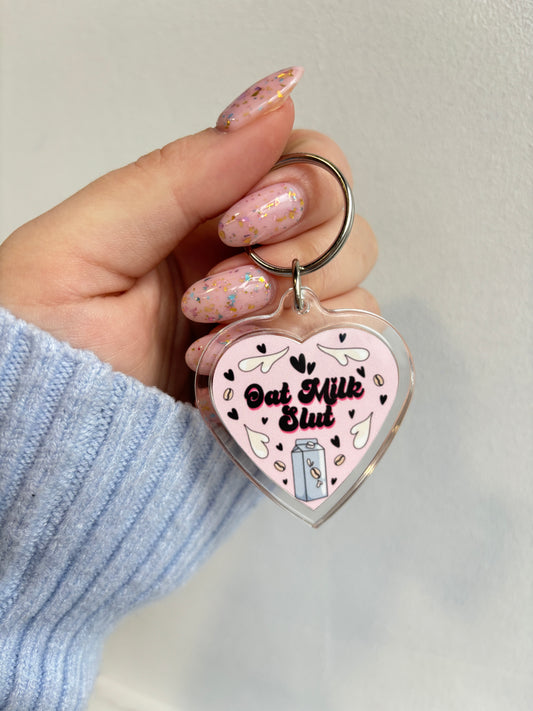 Oat Milk Slut HEART Keyring