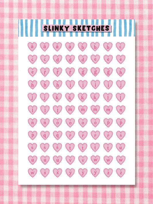 A5 Heart Lettering Sticker Sheet
