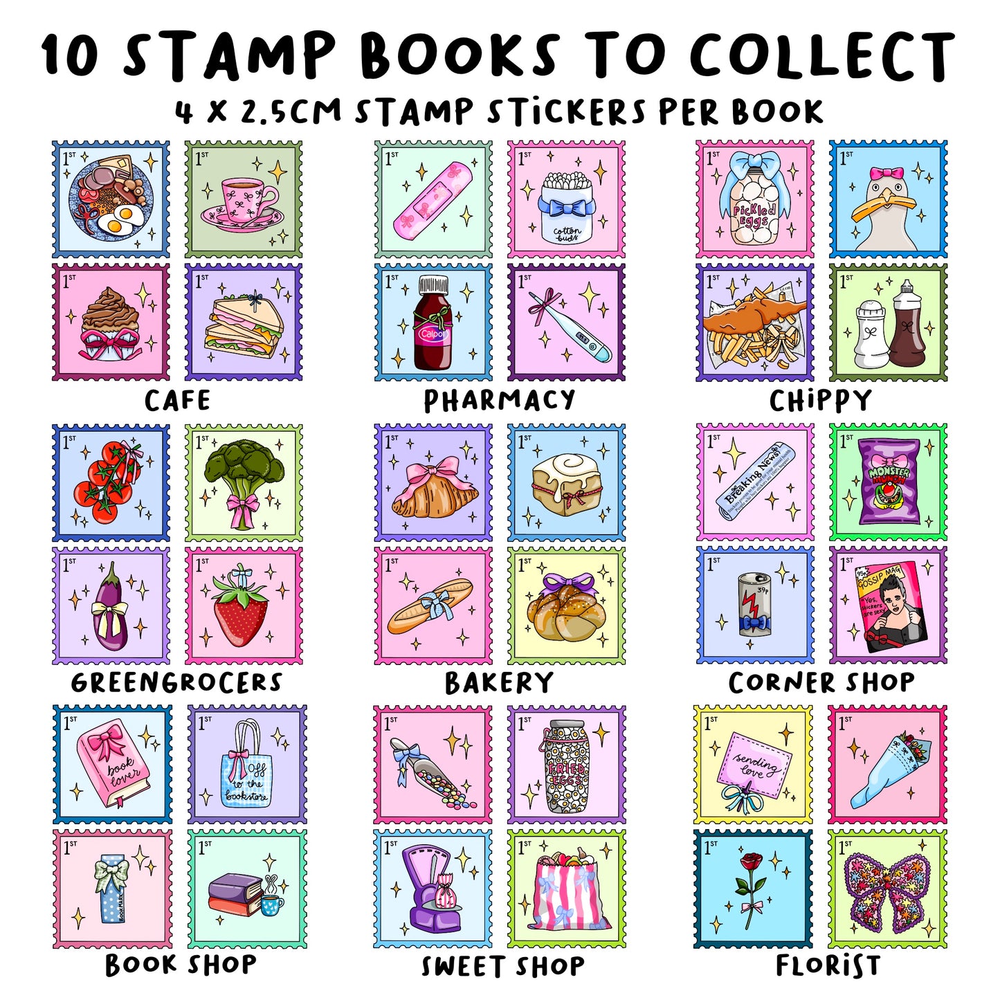Blind Stamp Book Sticker Sheet - High Street Series