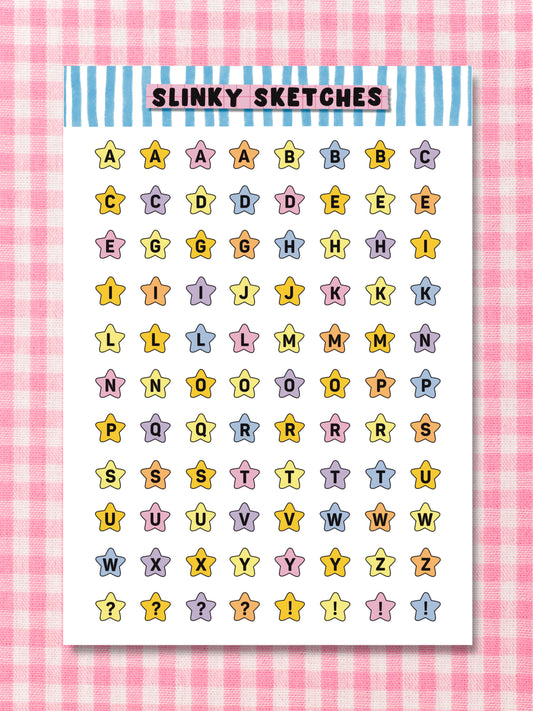 A5 Stars Lettering Sticker Sheet