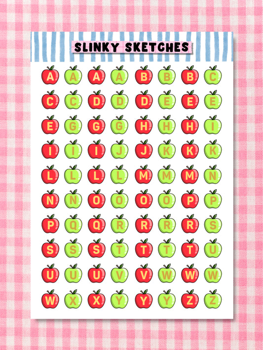 A5 Apples Lettering Sticker Sheet