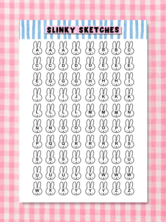 A5 Rabbit Lettering Sticker Sheet