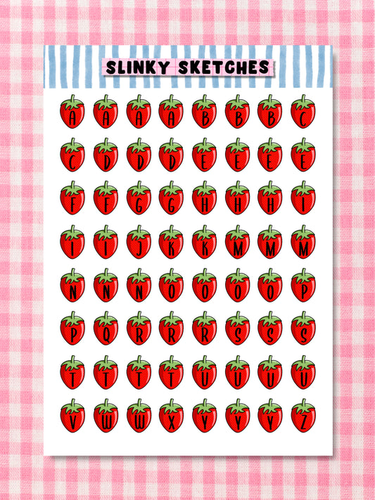 A5 Strawberries Lettering Sticker Sheet