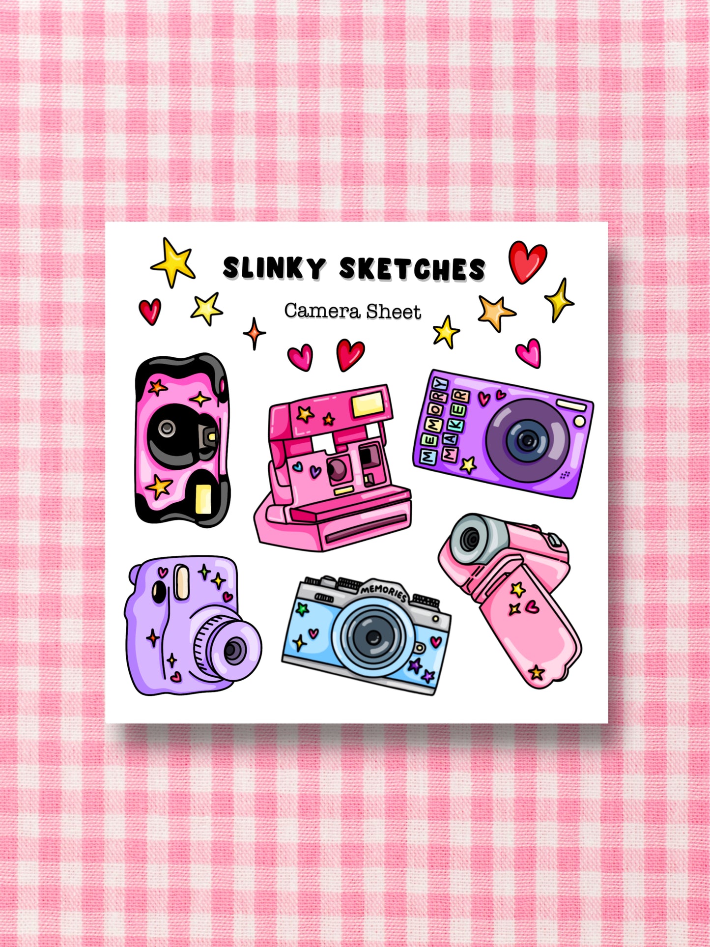9cmx9cm Camera Sticker Sheet