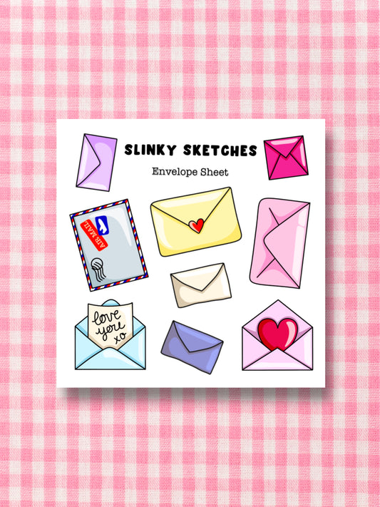 9cmx9cm Envelopes Sticker Sheet
