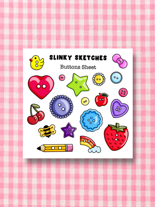 9cmx9cm Buttons Sticker Sheet