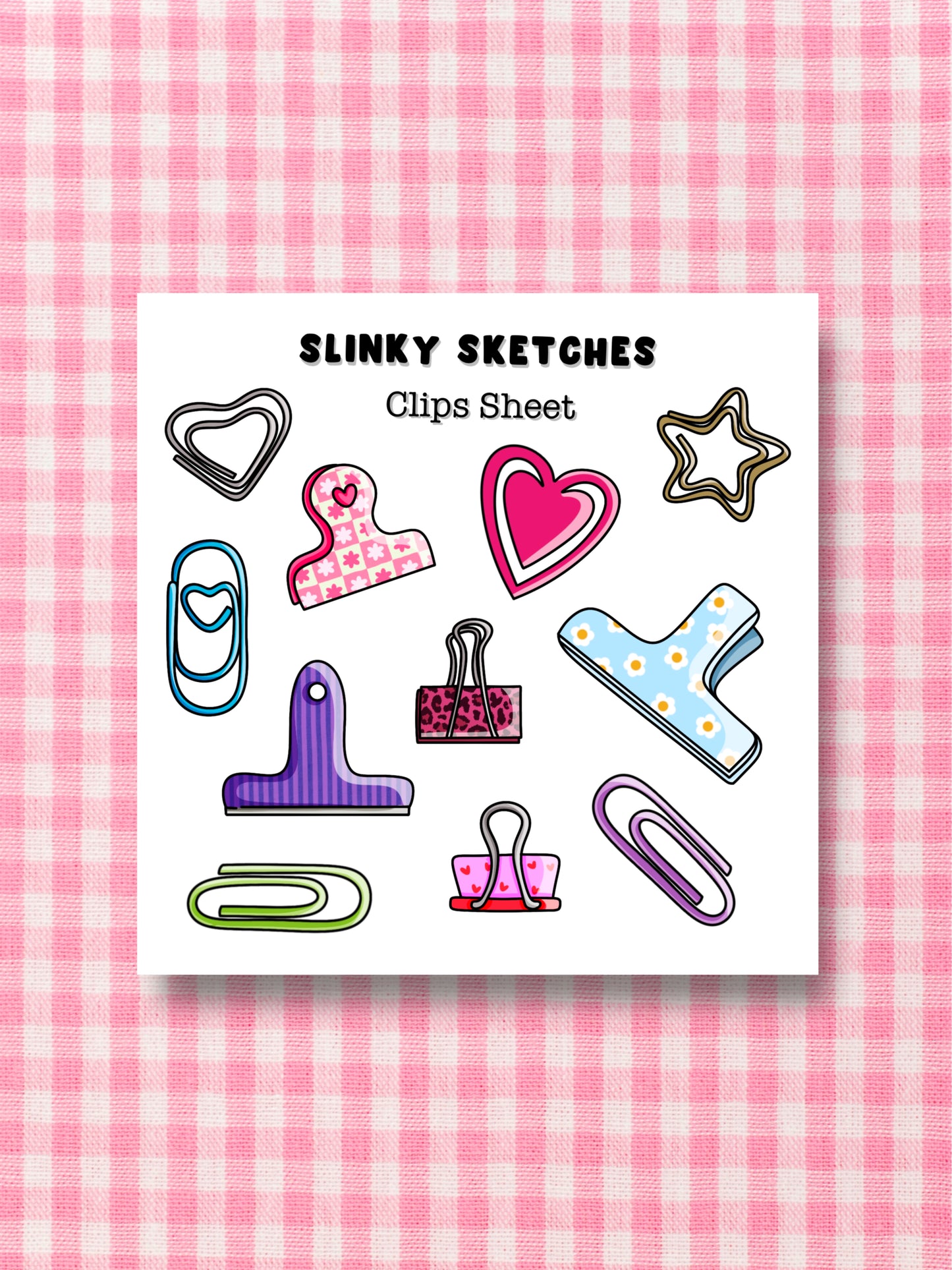 9cmx9cm Clips Sticker Sheet