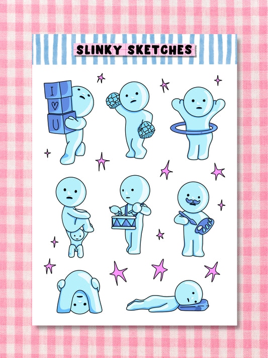 Blue Guys A6 Sticker Sheet
