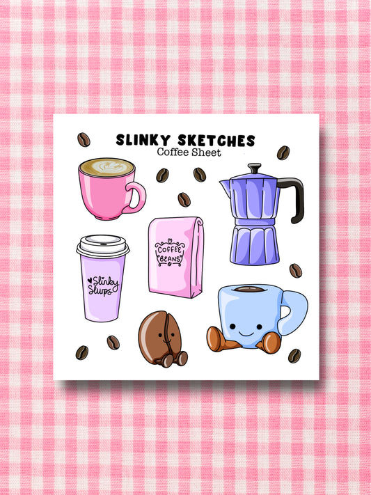 9cmx9cm Coffee Sticker Sheet