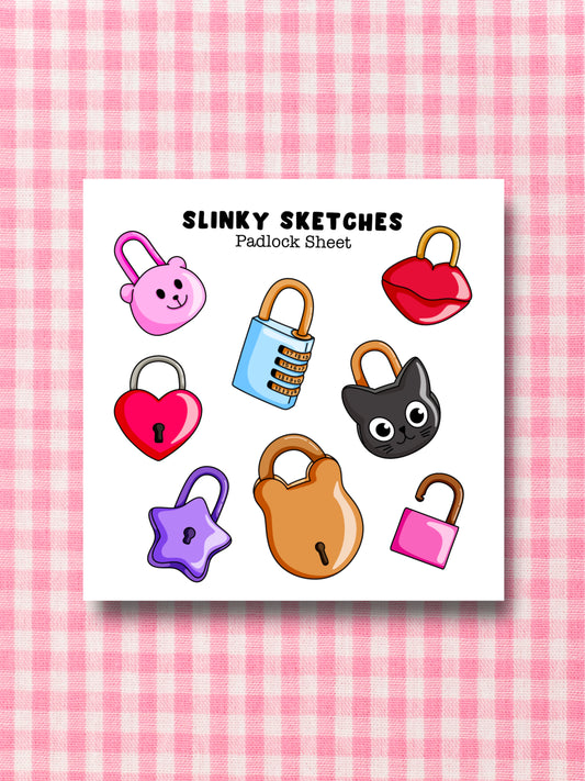 9cmx9cm Padlock Sticker Sheet