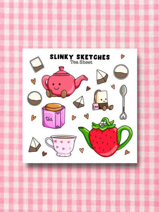 9cmx9cm Tea Sticker Sheet