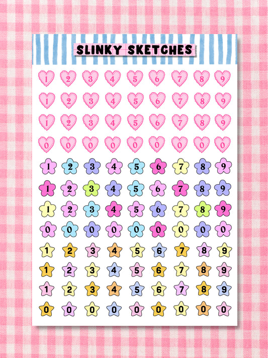A5 Number Sticker Sheet