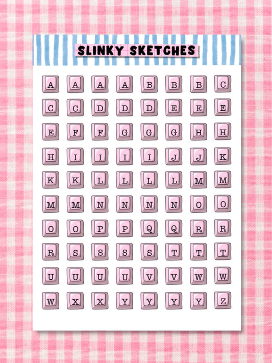 A5 Computer Keys Lettering Sticker Sheet