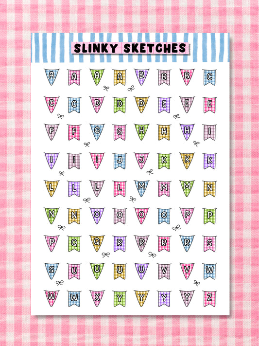 A5 Bunting (GINGHAM) Lettering Sticker Sheet