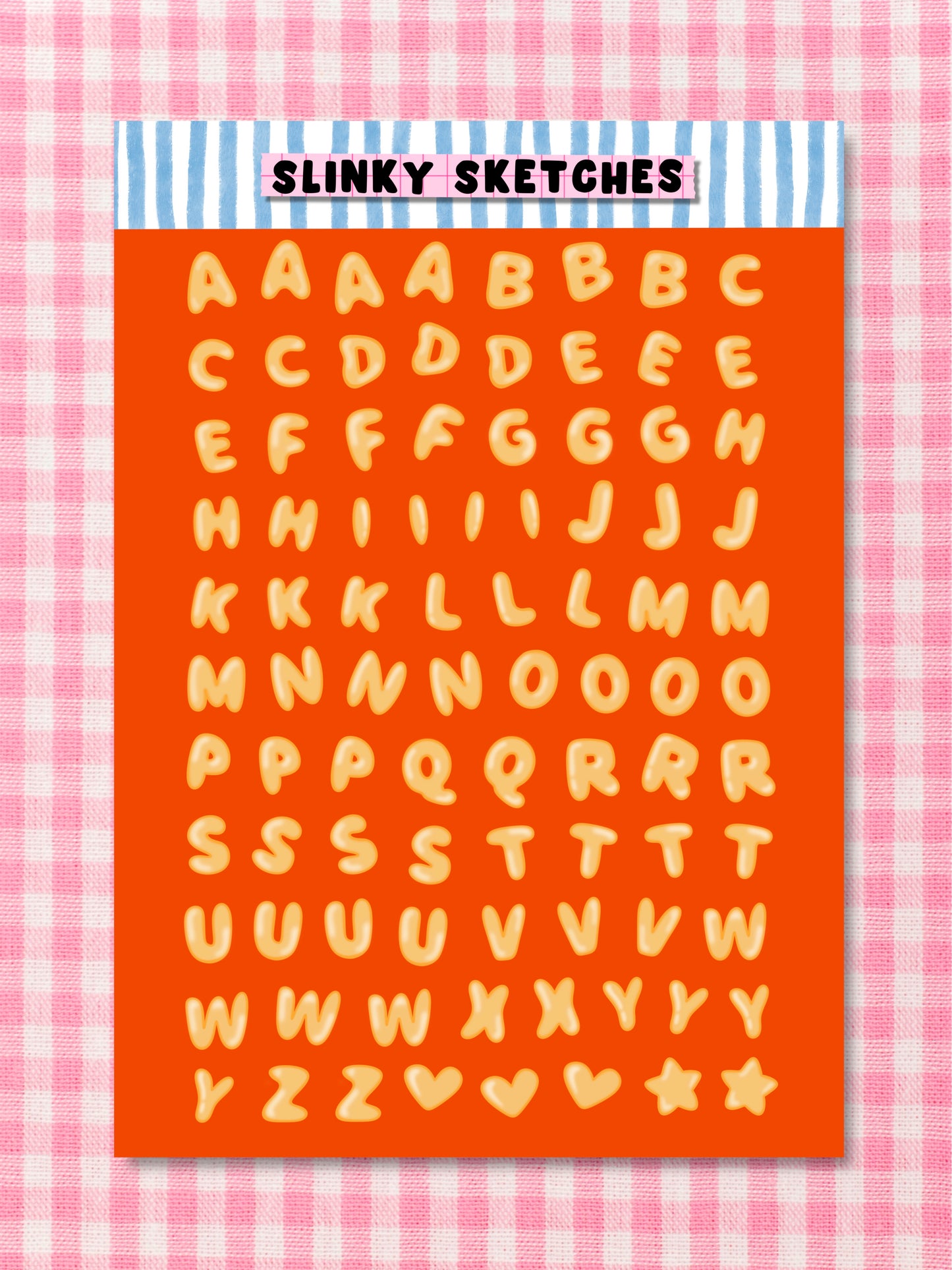 A5 Spaghetti Lettering Sticker Sheet