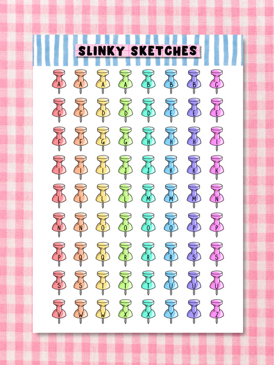 A5 Pins Lettering Sticker Sheet