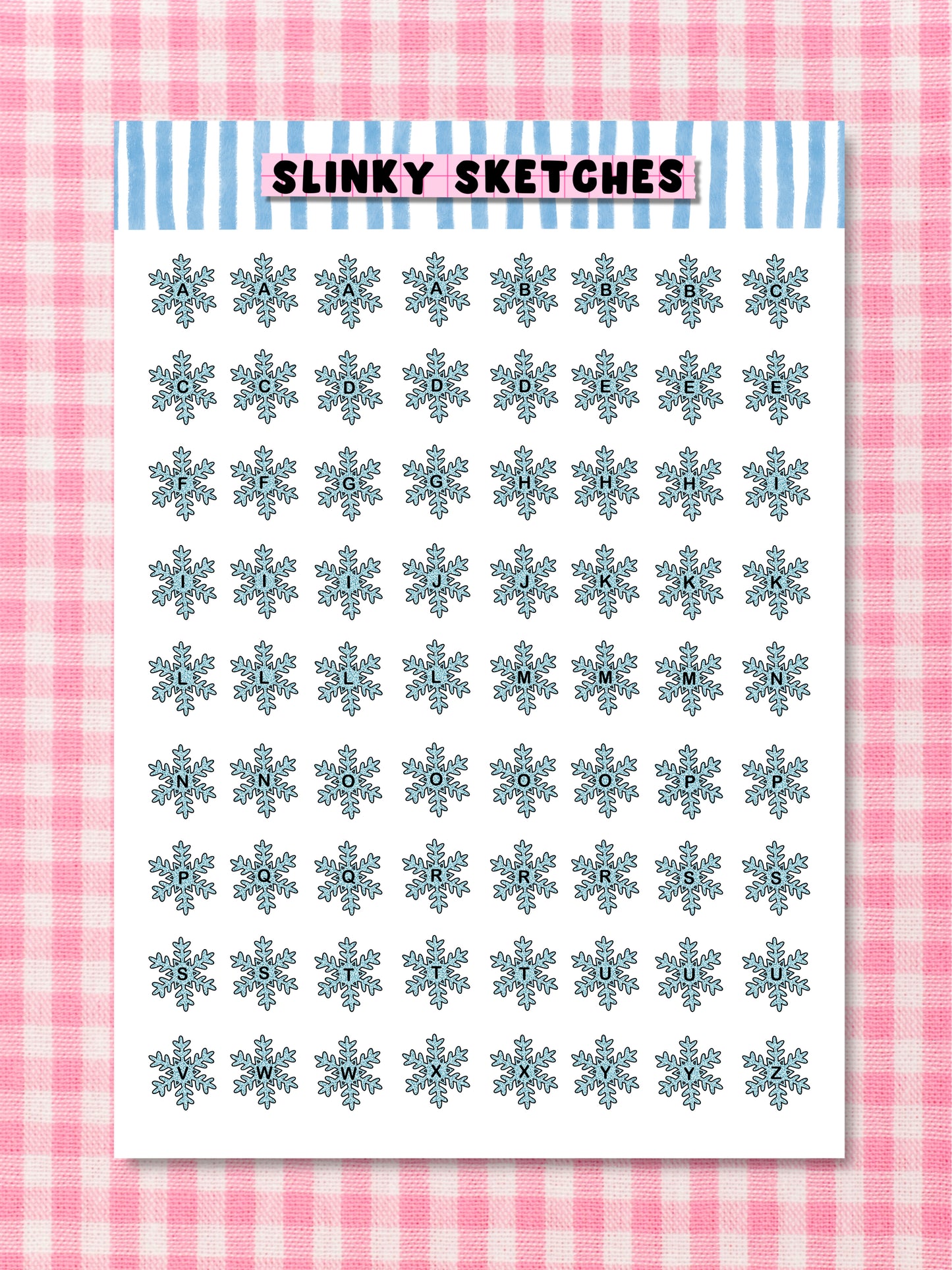 A5 Snowflakes Lettering Sticker Sheet