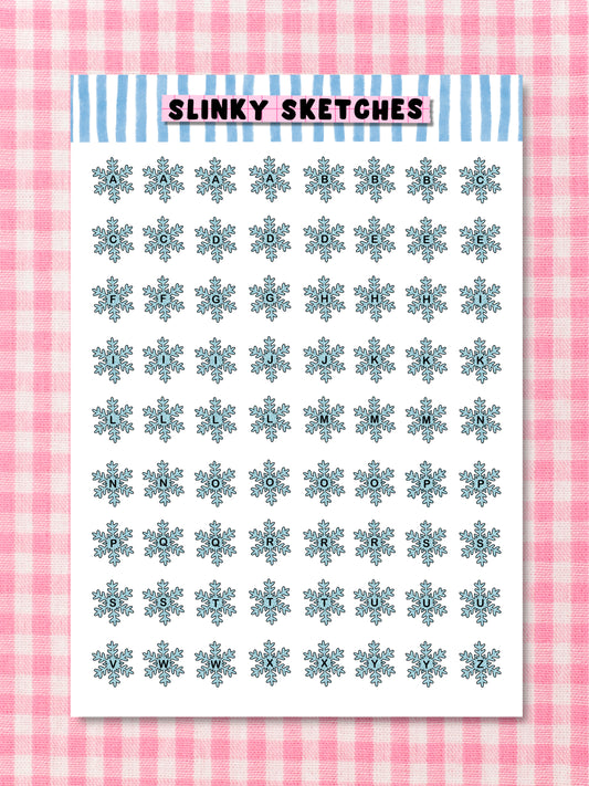 A5 Snowflakes Lettering Sticker Sheet