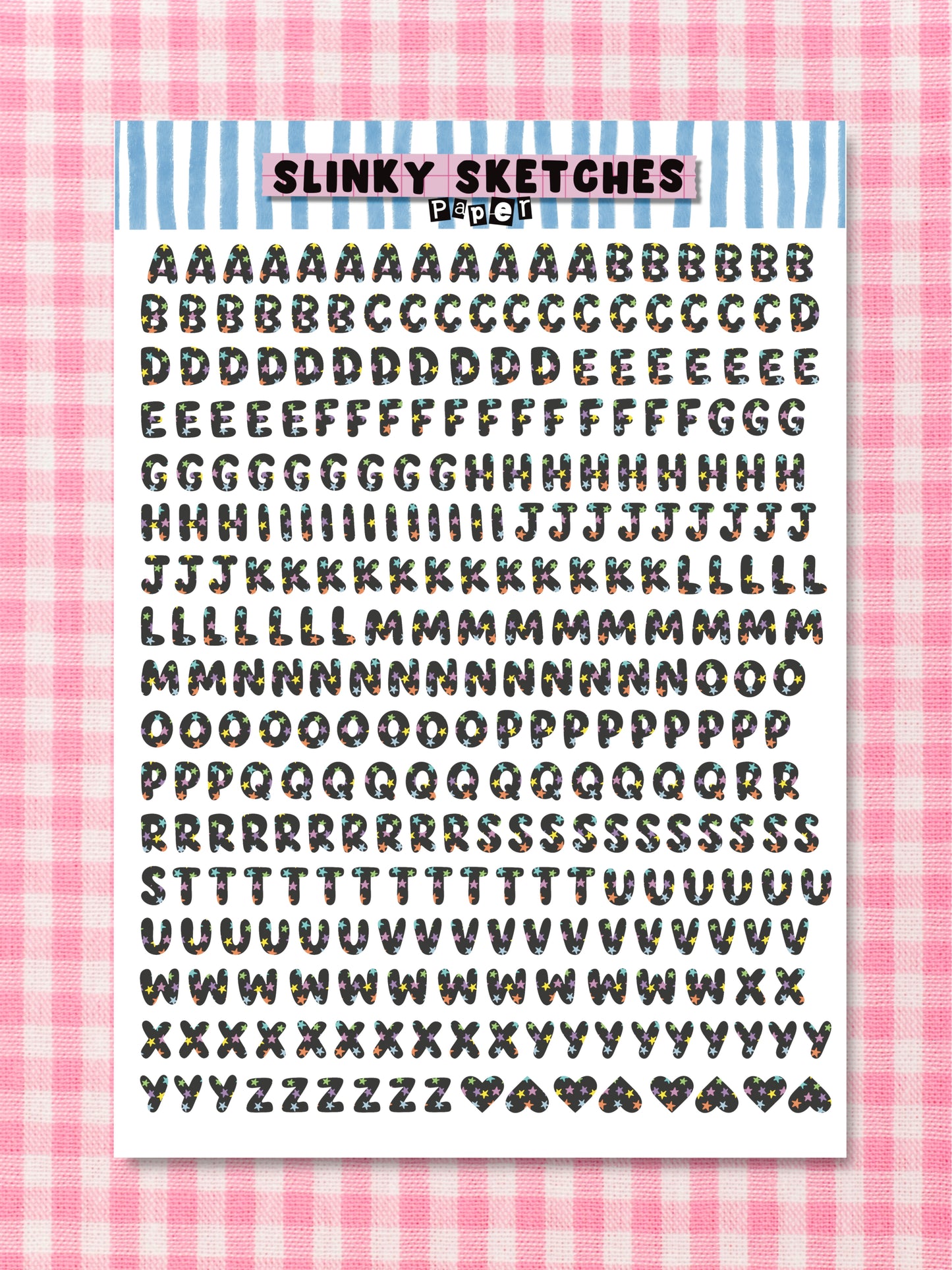 A5 Paper Star Lettering Sticker Sheet
