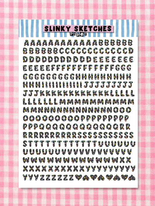 A5 Paper Star Lettering Sticker Sheet