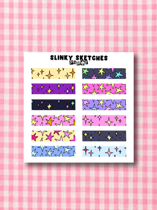 9cmx9cm Paper Tape Stars Sticker Sheet