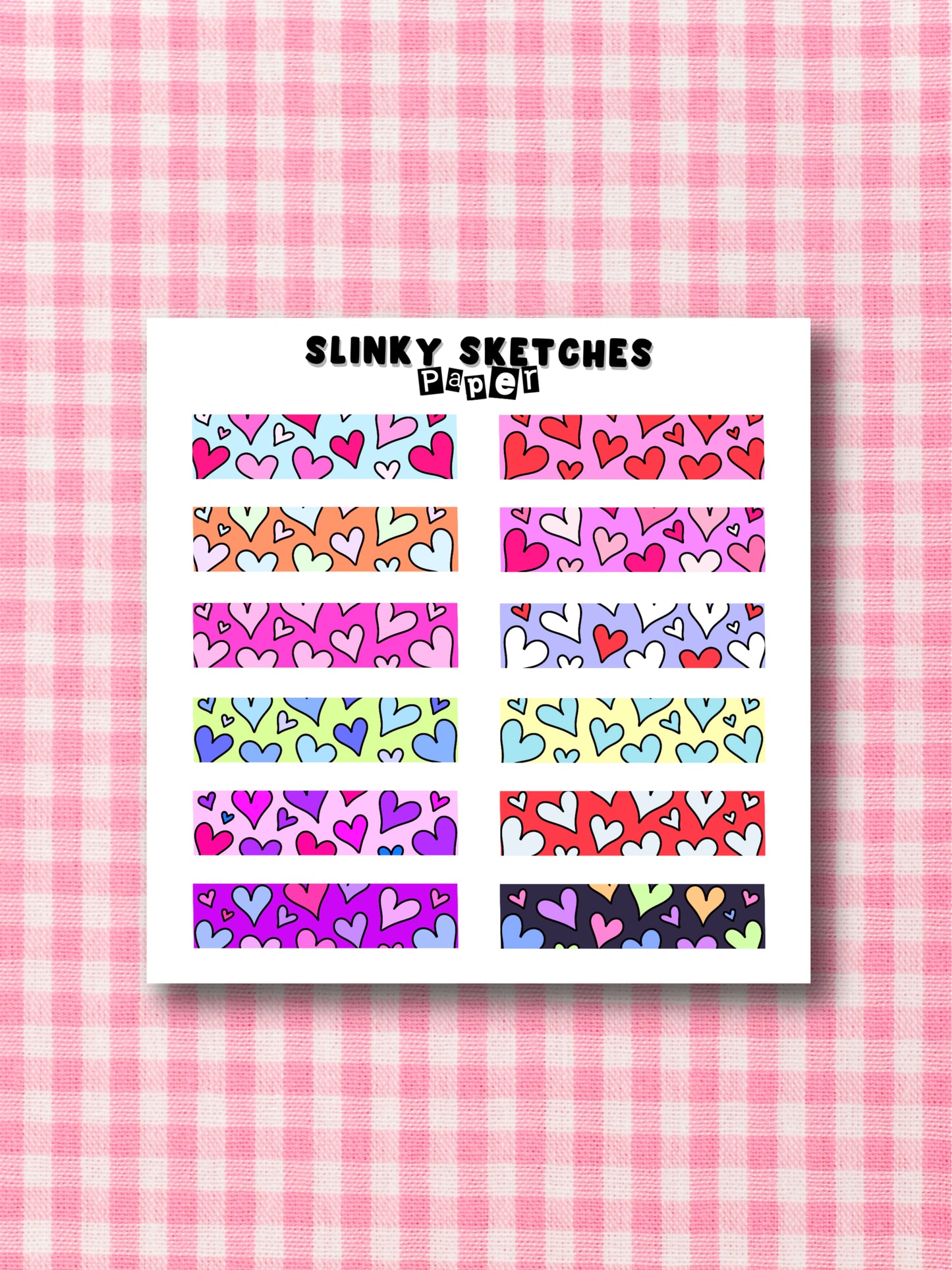 9cmx9cm Paper Tape Hearts  Sticker Sheet