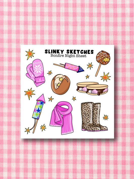 9cmx9cm Bonfire Night Sticker Sheet
