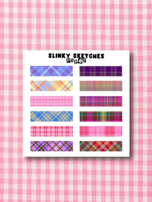 9cmx9cm Paper Tape Tartan Sticker Sheet