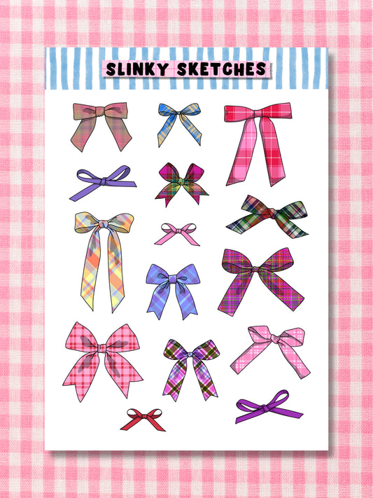 Tartan Bow A6 Sticker Sheet
