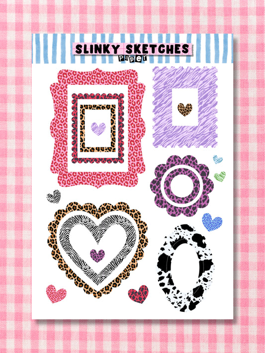 A5 Paper Animal Print Frame Sticker Sheet
