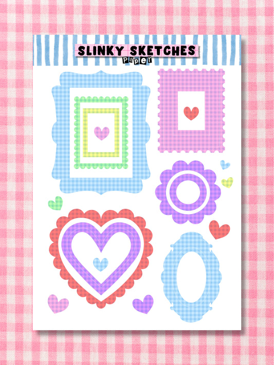 A5 Paper Gingham Frame Sticker Sheet