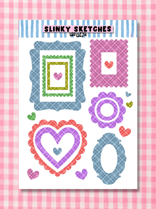 A5 Paper Tartan Frame Sticker Sheet