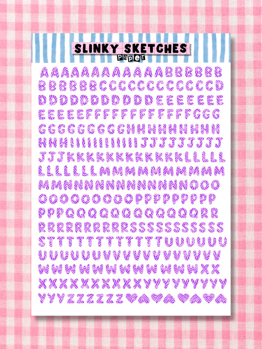 A5 Paper Purple Zebra Lettering Sticker Sheet