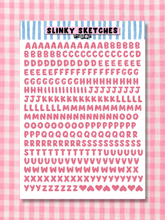 A5 Paper Pink Leopard Lettering Sticker Sheet