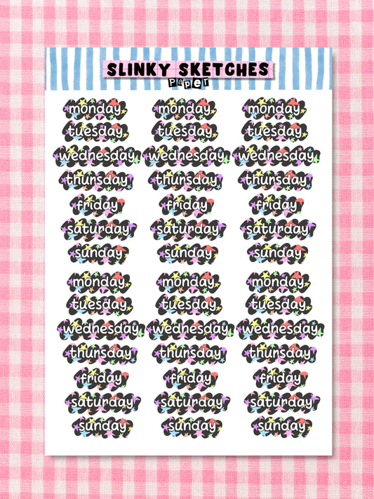 A5 Paper Starry Weekdays Sticker Sheet